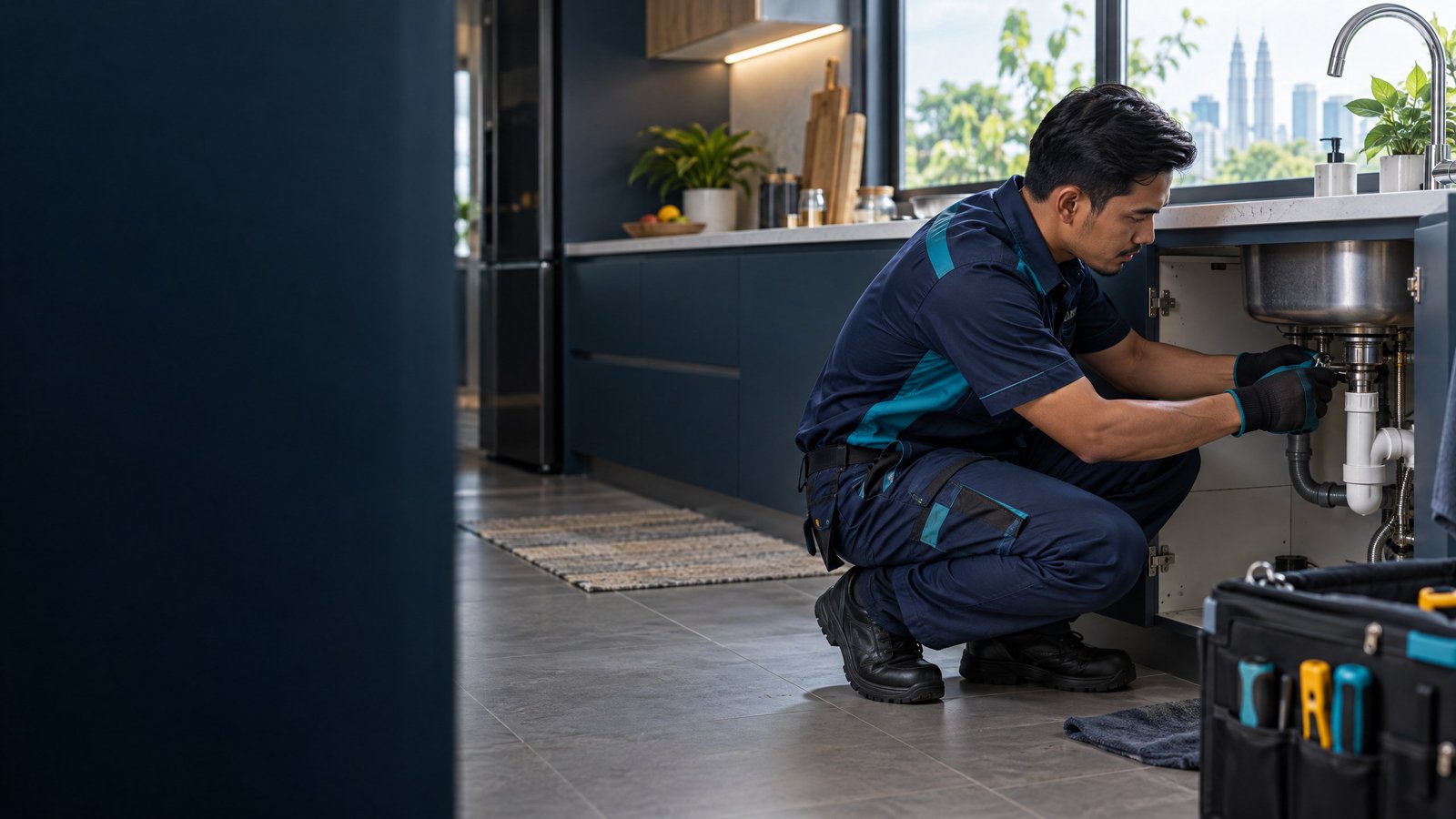 Home-service technician at work